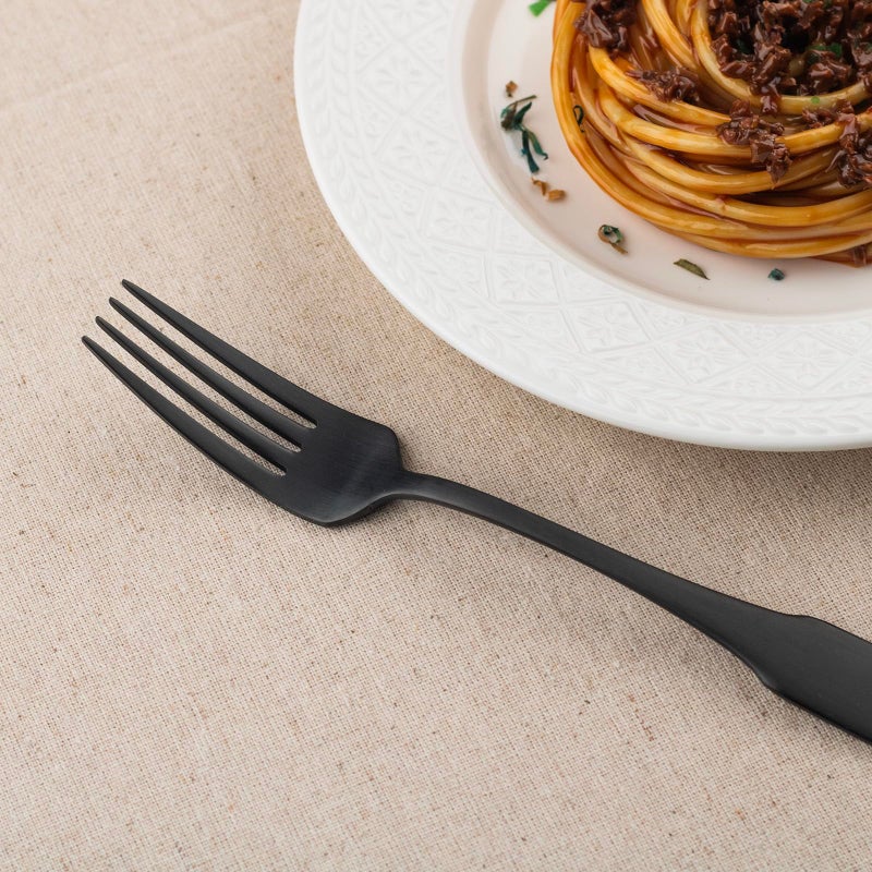 Alata Kate Black Satin 40-Piece Silverware Set, Service for 8, Stainless Steel Flatware Set, Matte Polished Cutlery Set, Dishwasher Safe - Image 3