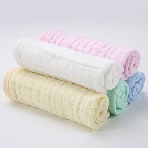 CottCare Baby Muslin Washcloths,Natural Purified Muslin Cotton Baby Wipes 6 Layer Absorbent Soft Newborn Baby Face Towel for Sensitive Skin ,Baby Registry as Shower 5 Pack 10x10 inches by CottCare - Image 5