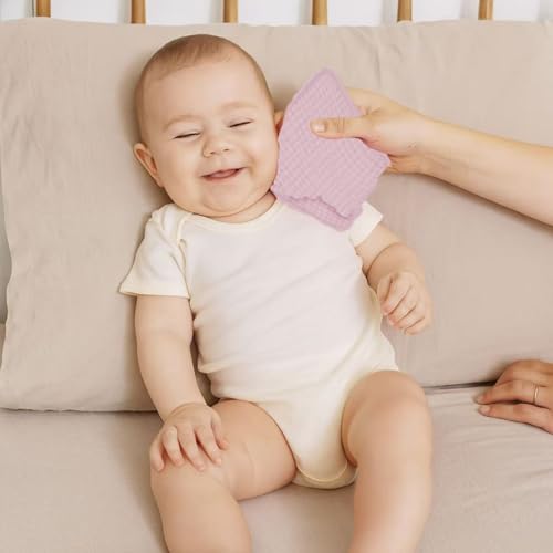 CottCare Baby Muslin Washcloths,Natural Purified Muslin Cotton Baby Wipes 6 Layer Absorbent Soft Newborn Baby Face Towel for Sensitive Skin ,Baby Registry as Shower 5 Pack 10x10 inches by CottCare - Image 3