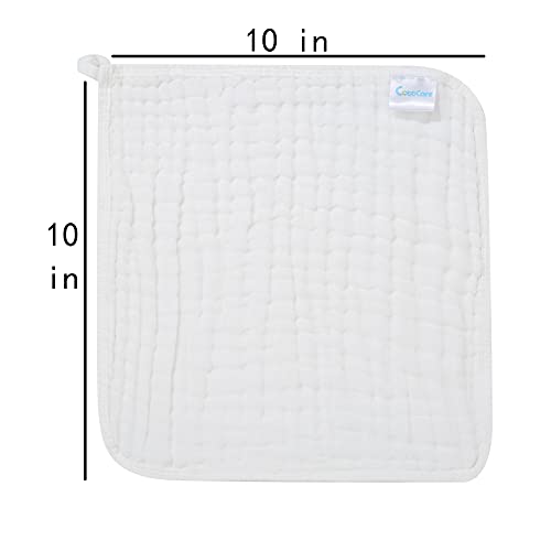 CottCare Baby Muslin Washcloths,Natural Purified Muslin Cotton Baby Wipes 6 Layer Absorbent Soft Newborn Baby Face Towel for Sensitive Skin ,Baby Registry as Shower 5 Pack 10x10 inches by CottCare - Image 2