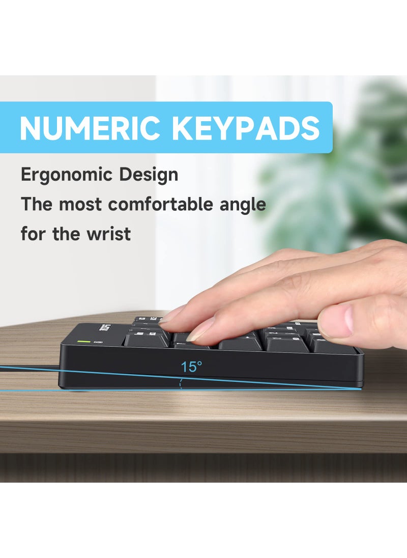 MOFii MOFII Wired Number Pad Numeric Keypad Silent 19 Keys USB Numpad, Portable Financial Accounting Keyboard 10 Key for Laptop/Computer/PC/Notebook/Surface Pro - Black  - Image 4