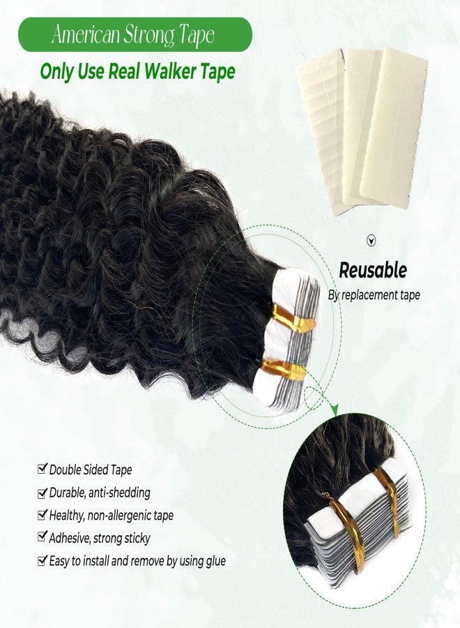 Ubetta 24 Inch Water Wave Tape in Hair Extensions Human Hair, Natural Black Hair Extensions Real Remy Human Hair Tape ins for Black Women, 50g/pack 20pcs Double Sided Invisible Tape Hair Extension - Image 4
