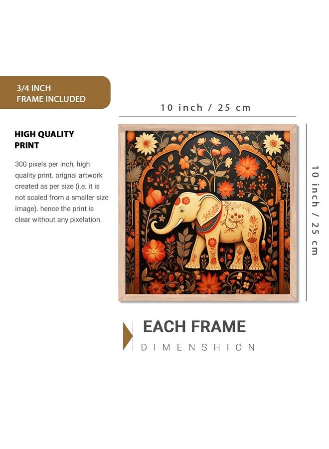 VASL VASL™ Studio Premium Madhubani Art Paintings with Frame for Home Decor - Wall Painting for Living Room Bedroom - Cute Elephant Painting for Wall Decoration -Set of 2 (10x10 inch) (A) - Image 3