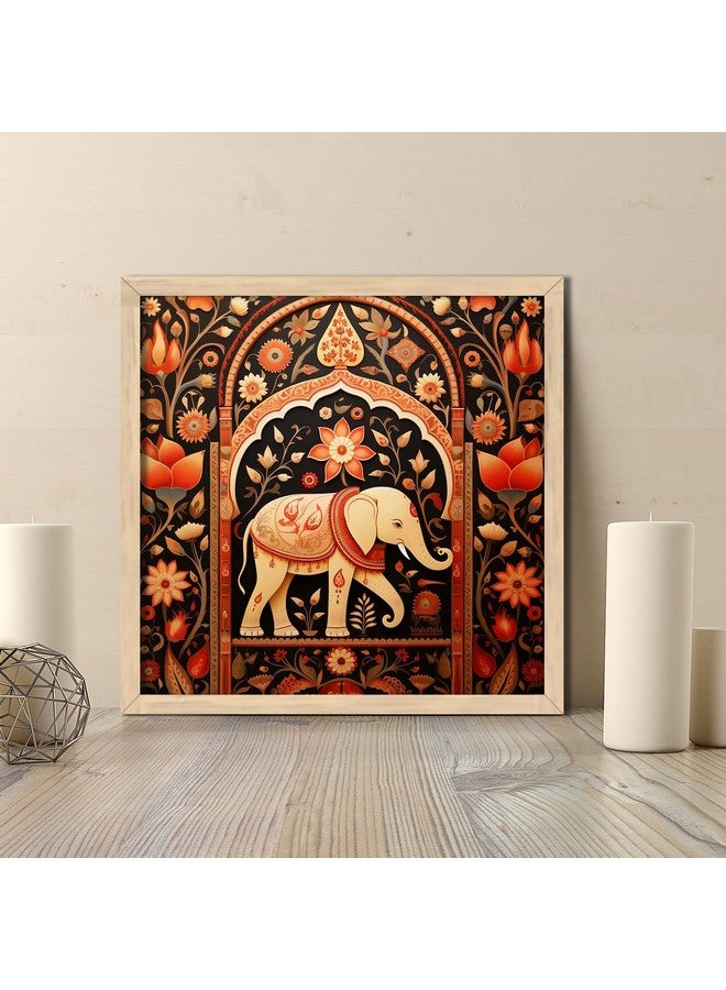 VASL VASL™ Studio Premium Madhubani Art Paintings with Frame for Home Decor - Wall Painting for Living Room Bedroom - Cute Elephant Painting for Wall Decoration -Set of 2 (10x10 inch) (A) - Image 2
