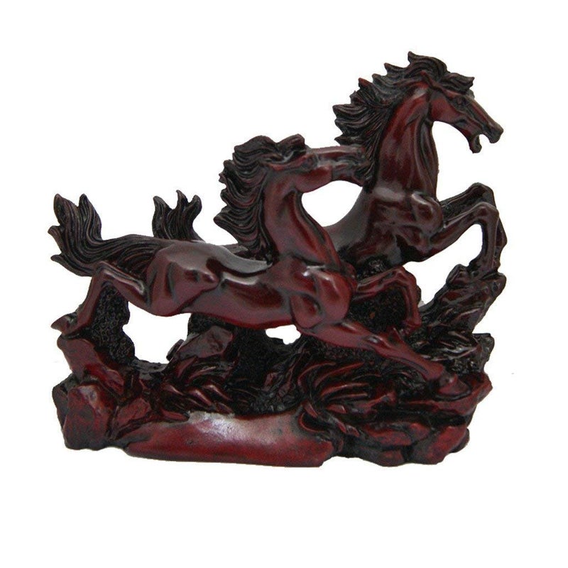 RIPE INDIA ® Two Running Victory Horses for Feng Shui and Vastu (Cherry Red, L X H X W : 14 cm x 10 cm x 4 cm), Other - Image 5