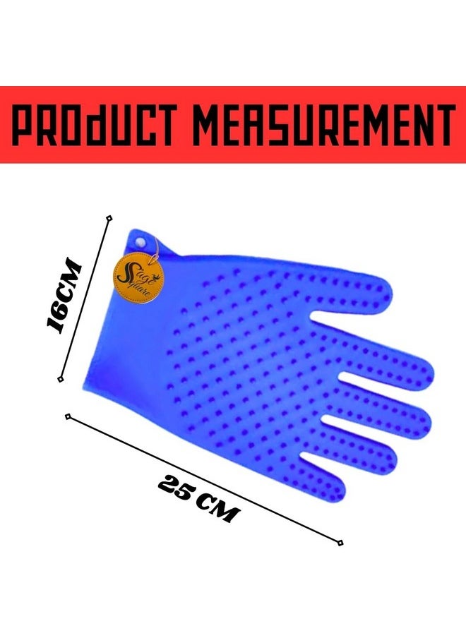Sage Square Pet Grooming Gloves, Dog Washing Gloves With High-Density Teeth, Heat Resistant Silicone Cat Hair Remover With Enhanced Five Finger Design, Bathing And Massaging For Dogs And Cats  - Image 3