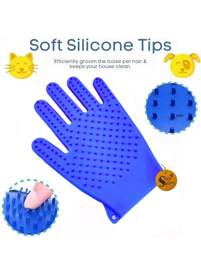 Sage Square Pet Grooming Gloves, Dog Washing Gloves With High-Density Teeth, Heat Resistant Silicone Cat Hair Remover With Enhanced Five Finger Design, Bathing And Massaging For Dogs And Cats  - Image 5