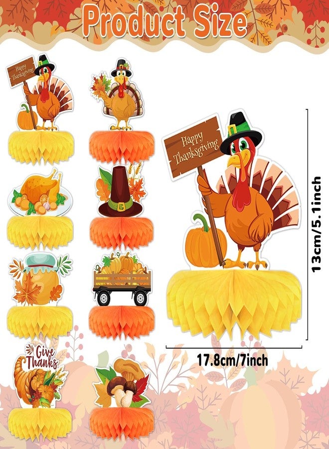Lonfliness 10pcs Thanksgiving Table Decorations Thanksgiving Honeycomb Centerpiece Party Decoration Thanksgiving Banner Set Fall Table Decor Turkey Pumpkin Truck for Autumn Theme Thanksgiving Party - Image 3