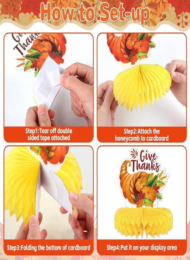 Lonfliness 10pcs Thanksgiving Table Decorations Thanksgiving Honeycomb Centerpiece Party Decoration Thanksgiving Banner Set Fall Table Decor Turkey Pumpkin Truck for Autumn Theme Thanksgiving Party - Image 4
