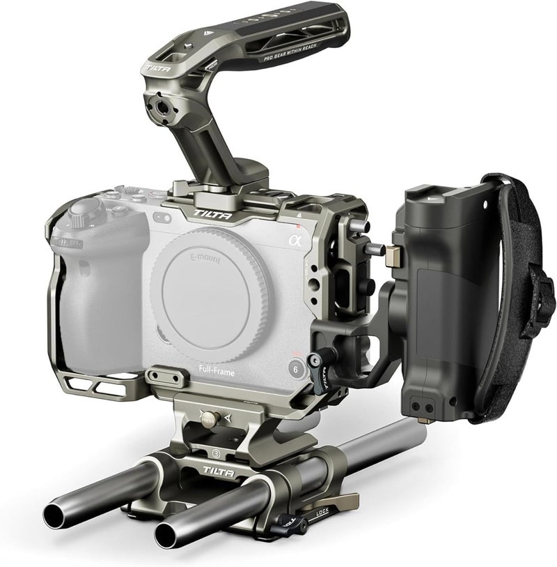 Tilta Camera Cage Pro Kit for FX3 FX3A FX30 V2 Top Plate NATO Rail Cold Shoe 1420 and 3816 Includes Cage Top Handle Side Handle Baseplate Titanium Gray - Image 2