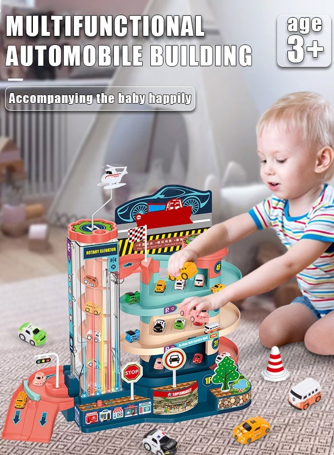 Race Track Toys,Car Toys for Boys and Girls,Parking lot building puzzle track racing game,Multi layer circular track toy,Boy's automatic manual multifunctional sliding car,Toy Car Garage for Boys Kids Ages 3+Toddlers Building Track Car Playset Parking Lot Toys Birthday Gifts Party Games  - Image 1