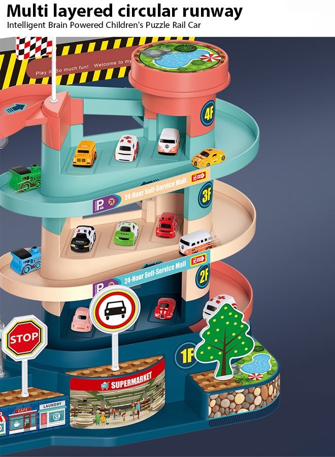 Race Track Toys,Car Toys for Boys and Girls,Parking lot building puzzle track racing game,Multi layer circular track toy,Boy's automatic manual multifunctional sliding car,Toy Car Garage for Boys Kids Ages 3+Toddlers Building Track Car Playset Parking Lot Toys Birthday Gifts Party Games  - Image 5