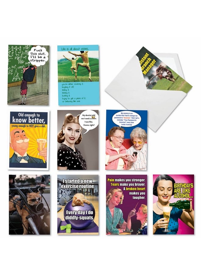 NobleWorks - - 10 Funny Birthday Cards Box Set For Men And Women, Assorted Bulk Humor Greeting Cards, Envelopes - A Very Funny Birthday Ac5979Bdg-B1X10 - Image 1