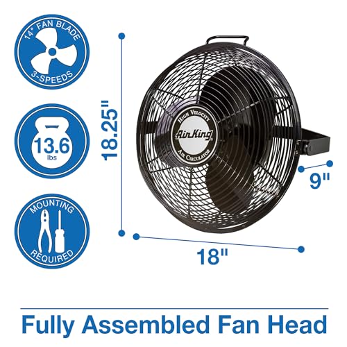 Air King 9314 14-Inch Industrial Grade High Velocity Multi Mount Fan,Black - Image 4