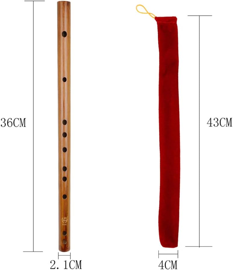 comfrt Wooden Bamboo Flute Indian Chinese Dizi Piccolo Flute Traditional Woodwind Musical Instrument with Bag for Beginner Professional Performance G Key 36CM - Image 2