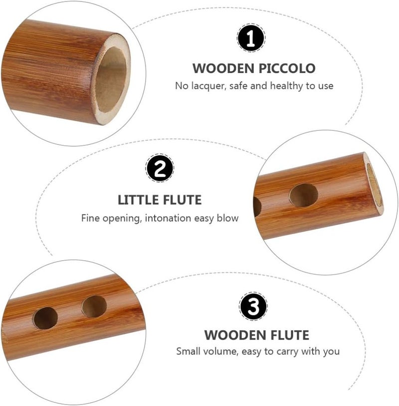 comfrt Wooden Bamboo Flute Indian Chinese Dizi Piccolo Flute Traditional Woodwind Musical Instrument with Bag for Beginner Professional Performance G Key 36CM - Image 4