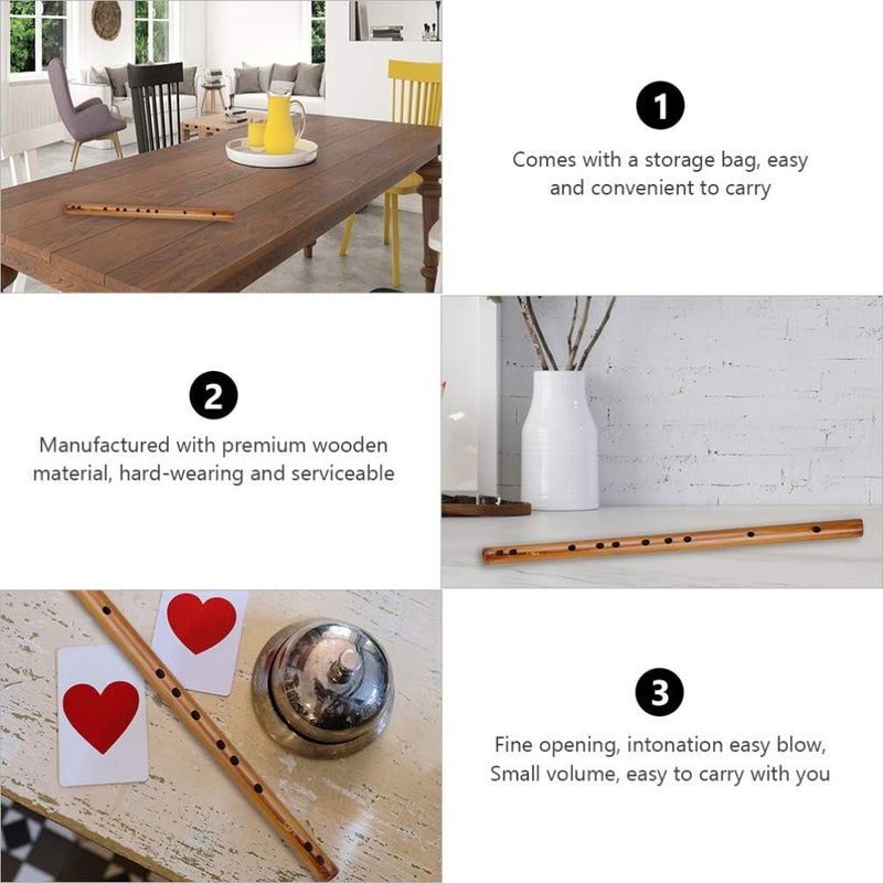 comfrt Wooden Bamboo Flute Indian Chinese Dizi Piccolo Flute Traditional Woodwind Musical Instrument with Bag for Beginner Professional Performance G Key 36CM - Image 3