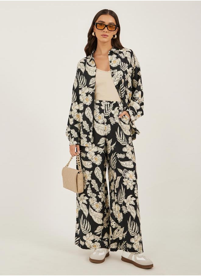 Styli - Women Printed Oversized Shirt and Wide Leg Trousers Co-Ords - Image 1