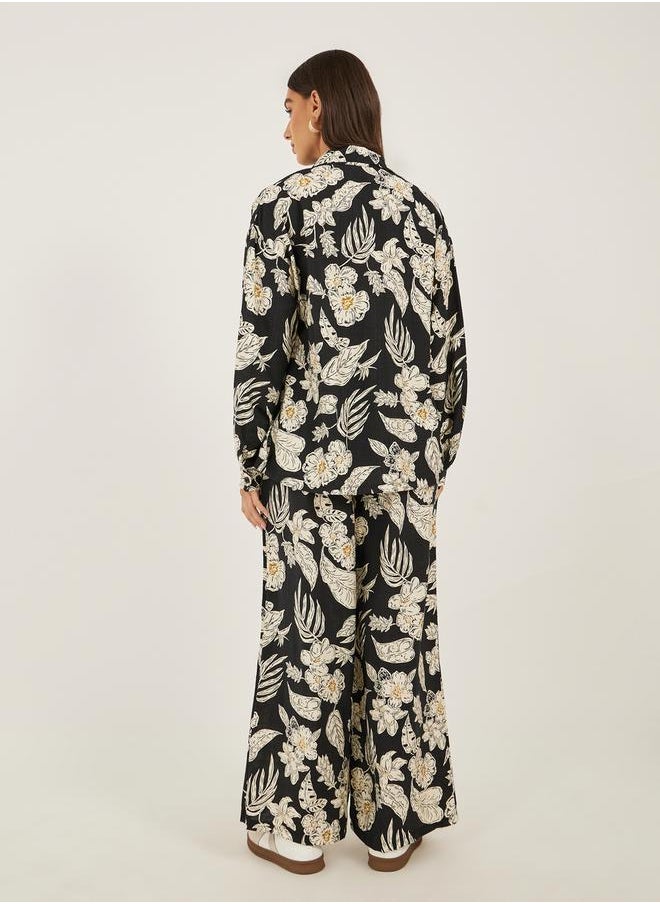 Styli - Women Printed Oversized Shirt and Wide Leg Trousers Co-Ords - Image 1