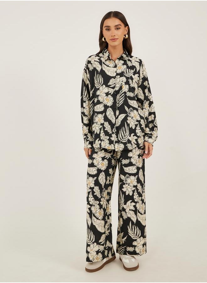 Styli - Women Printed Oversized Shirt and Wide Leg Trousers Co-Ords - Image 1