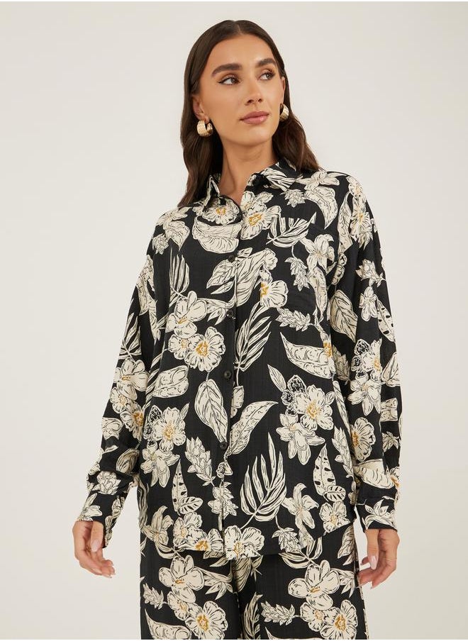 Styli - Women Printed Oversized Shirt and Wide Leg Trousers Co-Ords - Image 1
