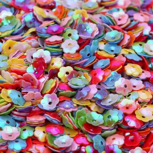 UYTRDVG 4000pcs 6mm Glitter Flower Bulk Loose Sequins Iridescent Round Embroidery Paillettes Crafts Sequins Cup Spangles for Sewing Christmas Wedding Confetti Decoration Accessories(Mixed Color) - Image 1