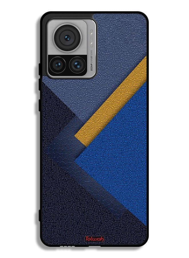 Tolwak Motorola Edge 30 Ultra Protective Case Cover Triangles Leather Shades Pattern - Image 1