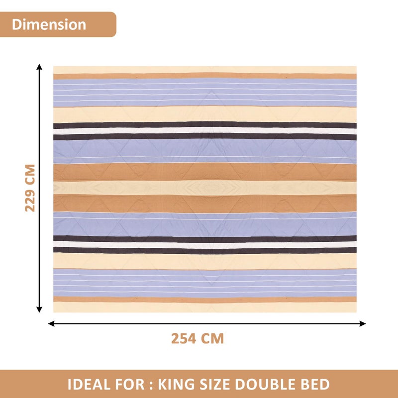 Kuber Industries 300 GSM Reversible AC Comforter for Double Bed | All Weather Warm & Soft Microfiber Quilt | Beautifully Crafted Razai, Duvet & Kambal for Home | Strips -Brown - Image 3