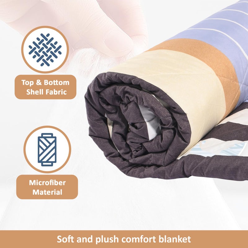 Kuber Industries 300 GSM Reversible AC Comforter for Double Bed | All Weather Warm & Soft Microfiber Quilt | Beautifully Crafted Razai, Duvet & Kambal for Home | Strips -Brown - Image 5