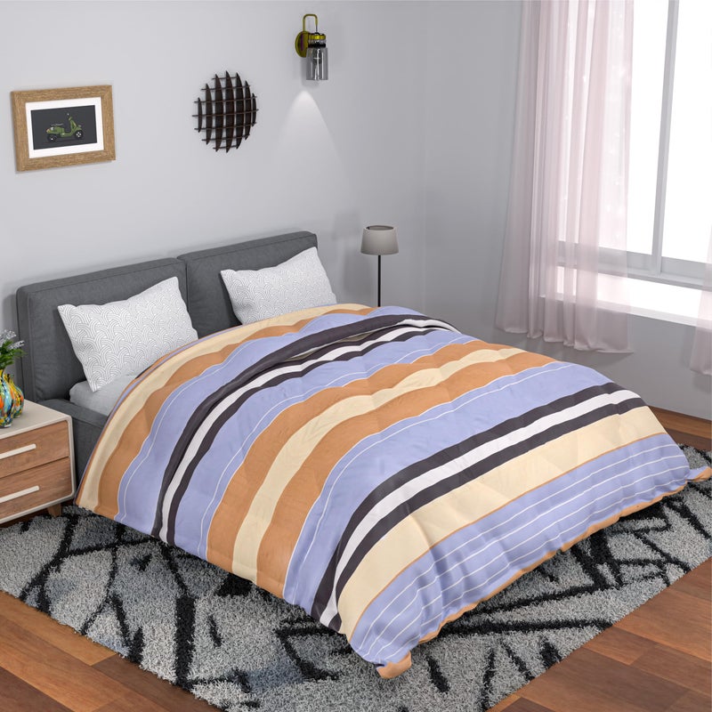 Kuber Industries 300 GSM Reversible AC Comforter for Double Bed | All Weather Warm & Soft Microfiber Quilt | Beautifully Crafted Razai, Duvet & Kambal for Home | Strips -Brown - Image 2