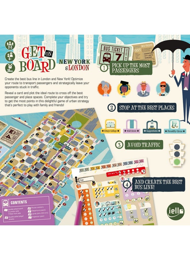 IELLO: Get On Board: New York & London, A Flip & Write Game, Clever & Original, 30 Minute Play Time, 2 to 5 Players, for Ages 8 and Up - Image 3