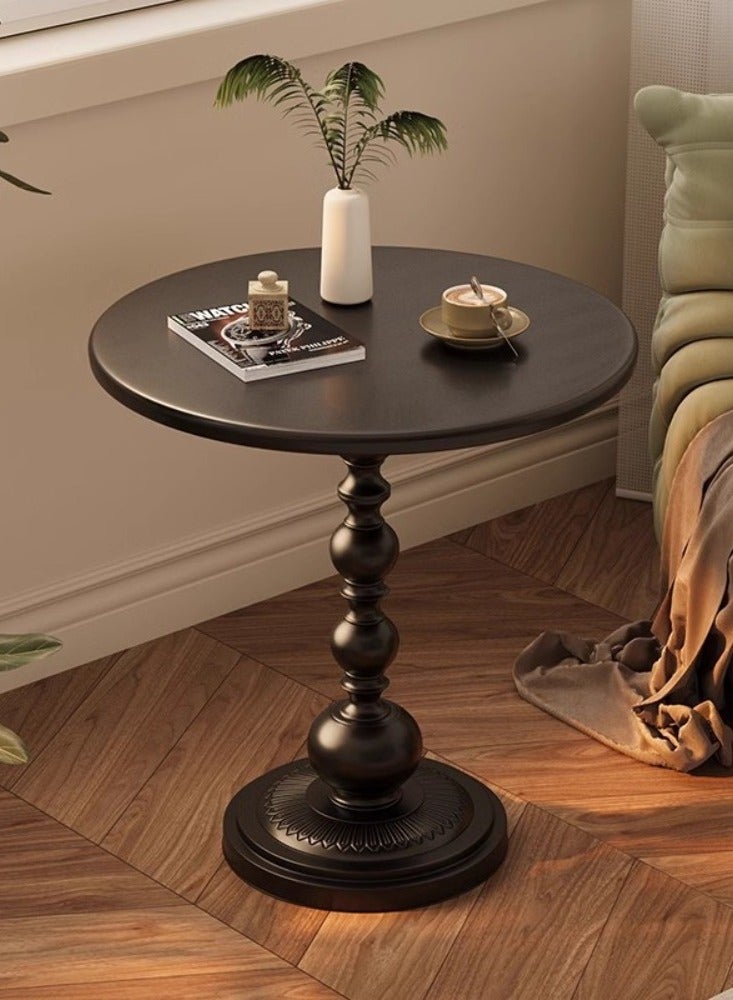 Generic Vintage Round Coffee Table - Roman Pillar Metal Side Table for Living Room, Sofa - Black End Table - 42x52cm - Household Decor  - Image 1