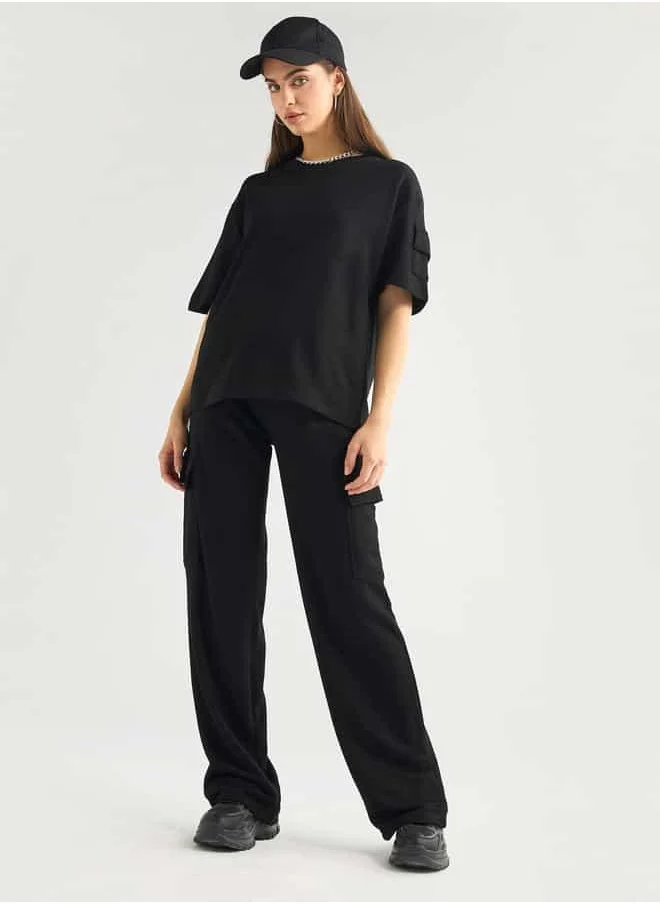 FAV Crew Neck Pocket Detail T-shirt and Cargo Pants Set