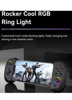 KASTWAVE D8 Telescopic Mobile Phone Gamepad with Turbo/6-axis Gyro/Vibration Wireless Game Controller Joystick Bluetooth-Compatible5.2 RGB Light for Android iOS PS3 PS4 Switch PC  - Image 3