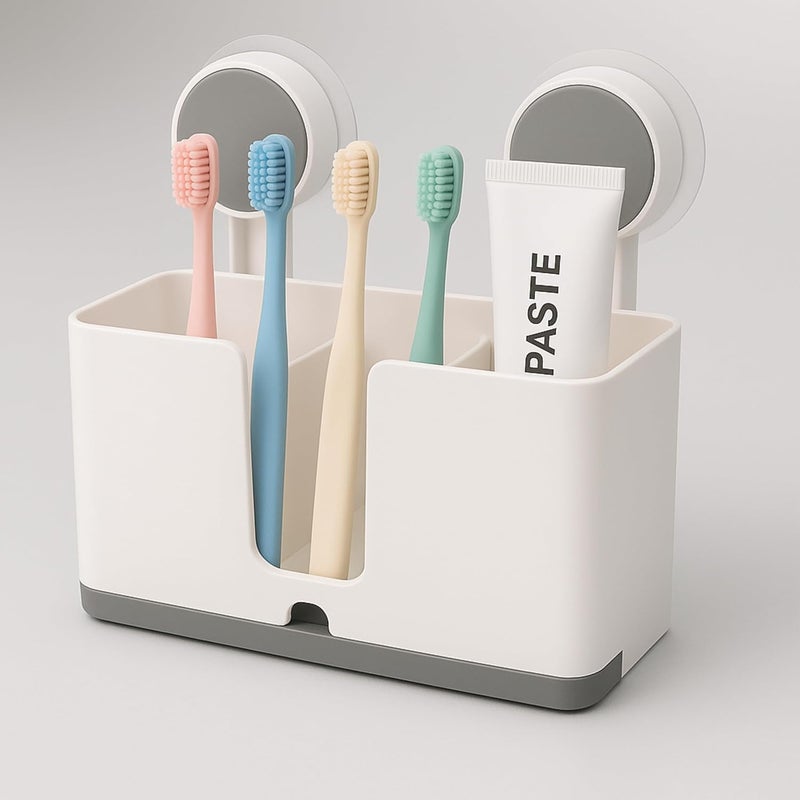 Boniry 1 Pcs Self Adhesive Toothbrush Holders for Bathroom Wall | Toothbrush Stand for Bathroom Organizer | No-Drill, Waterproof, Drainage Design, Space-Saving Storage Rack - Image 1