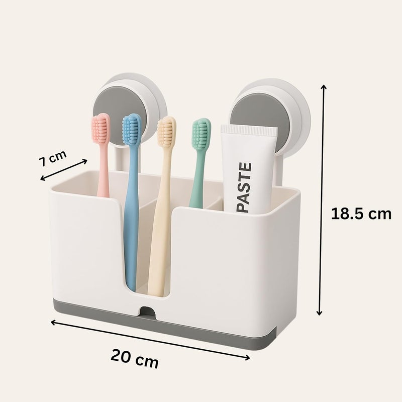 Boniry 1 Pcs Self Adhesive Toothbrush Holders for Bathroom Wall | Toothbrush Stand for Bathroom Organizer | No-Drill, Waterproof, Drainage Design, Space-Saving Storage Rack - Image 2