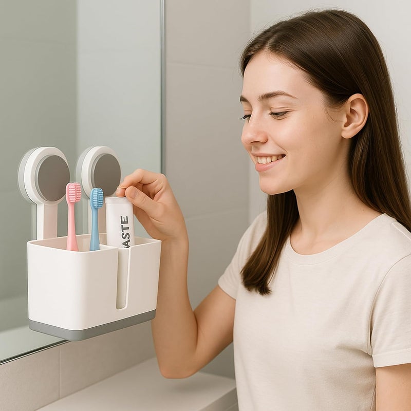 Boniry 1 Pcs Self Adhesive Toothbrush Holders for Bathroom Wall | Toothbrush Stand for Bathroom Organizer | No-Drill, Waterproof, Drainage Design, Space-Saving Storage Rack - Image 5