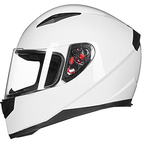 ILM Full Face Motorcycle Street Bike Helmet with Removable Winter Neck Scarf + 2 Visors DOT Model-JK313 (L, White) - Image 3