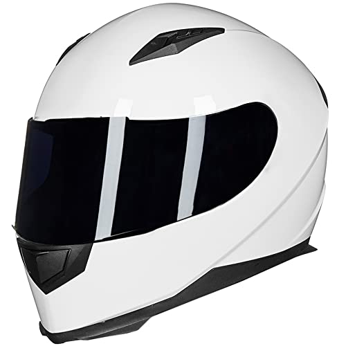 ILM Full Face Motorcycle Street Bike Helmet with Removable Winter Neck Scarf + 2 Visors DOT Model-JK313 (L, White) - Image 5