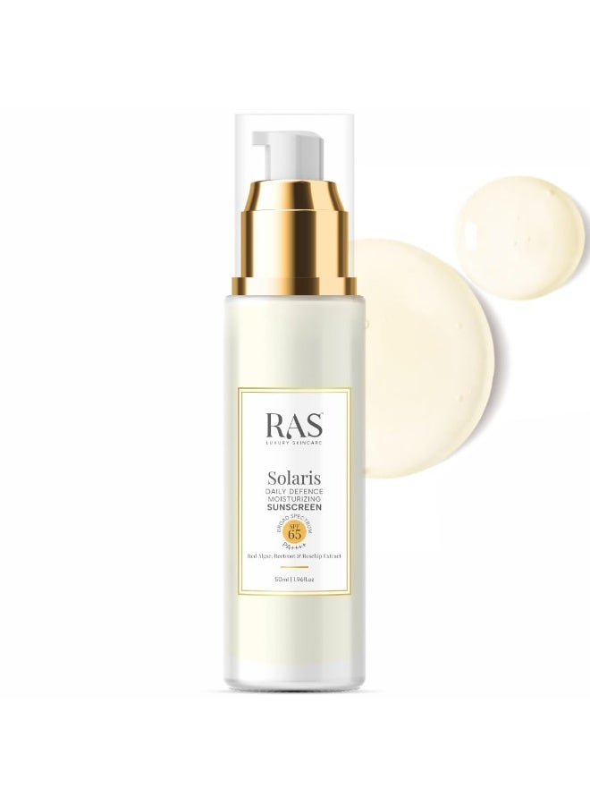 راس لاكشري أويلز سولاريس واقي شمسي معدني دفاعي يومي من الشمس بعامل حماية من الشمس SPF 50، PA+++، يحمي من أضرار الأشعة فوق البنفسجية - Image 1
