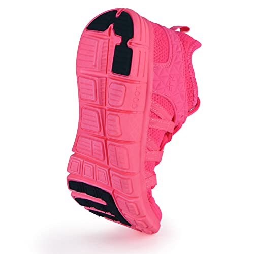 INZCOU Running Shoes Lightweight Tennis Shoes Non Slip Gym Workout Shoes Breathable Mesh Walking Sneakers Fluorescent Pink 10women / 9men - Image 3