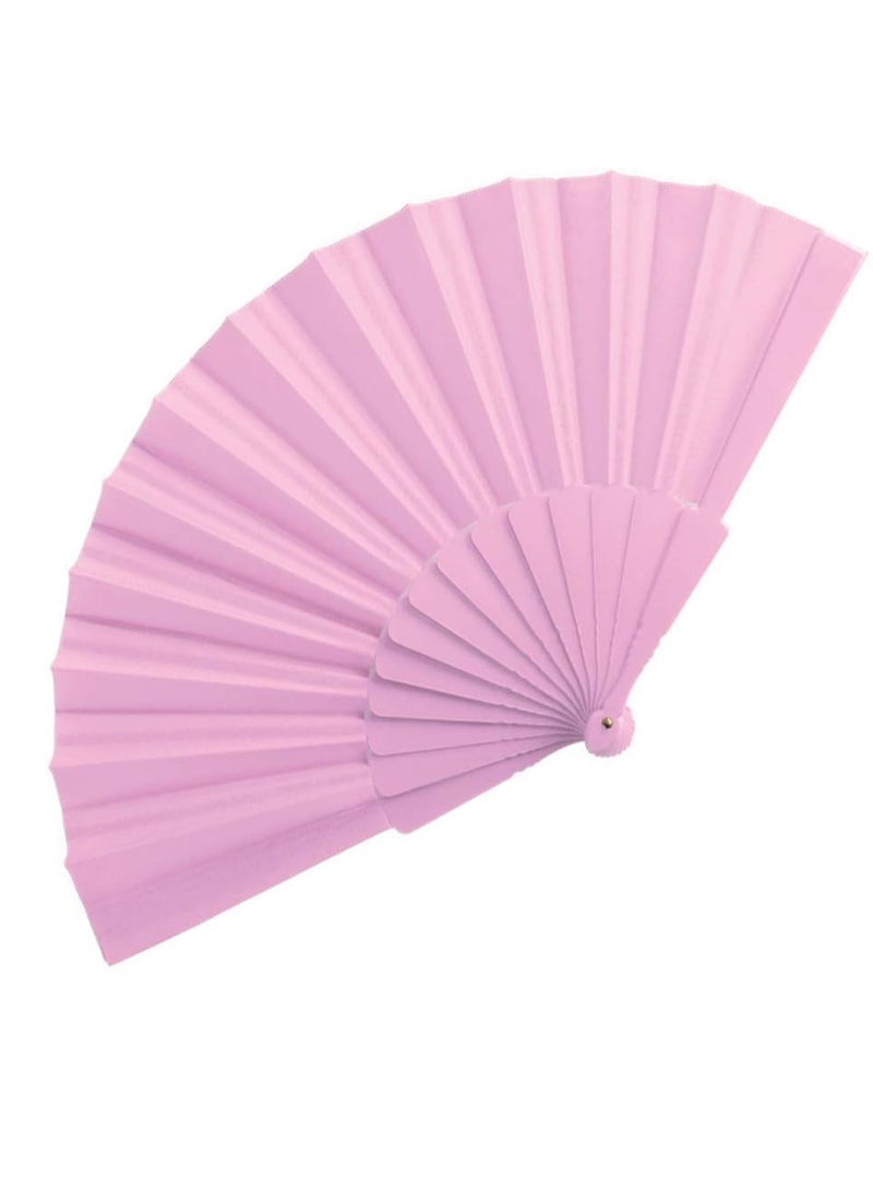 Folding Hand Fan, Pink Silk Fabric Bamboo Ribs Hand Held, Chinese Japanese Vintage Silk Fans Fan for Wedding, Dancing, Church, Party, Gift Gift, DIY Creating  21 x 35 cm ( Simple pink)