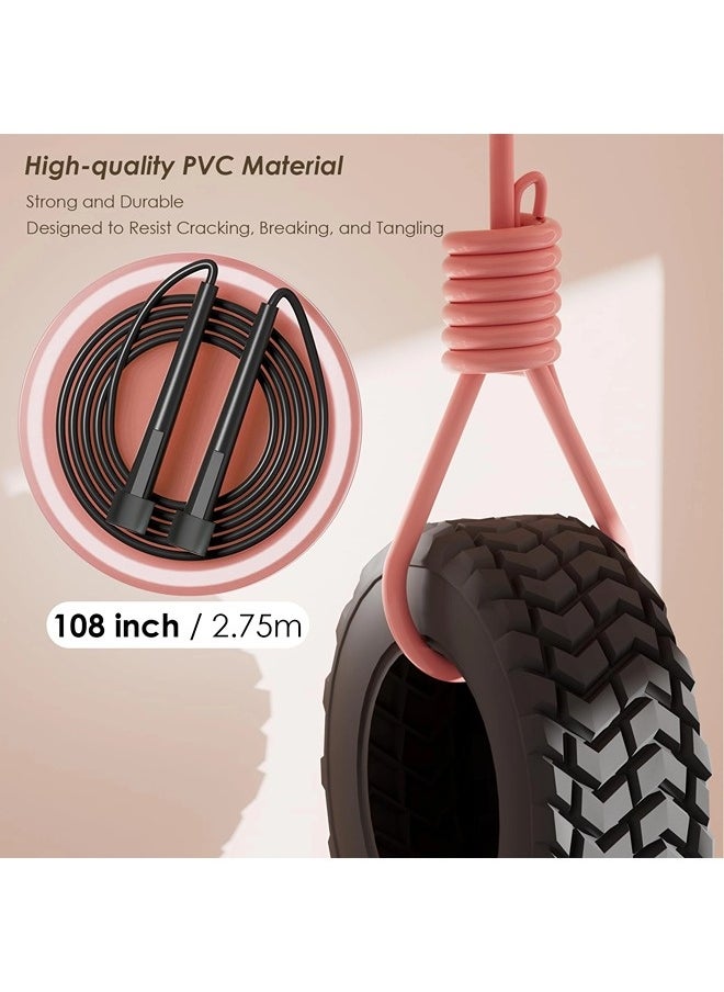 ShebSheb 2 Pack Jump Rope for Fitness, Speed Rope Skipping Rope for Men, Kids and Women, Jumping Rope for Workout, Tangle-Free PVC Long Jump Rope Set, Adjustable Exercise Jumping Rope for Adult  - Image 2