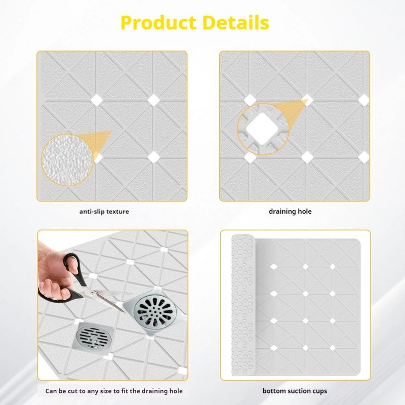 Y&D Non-Slip Silicone Bath Mat - Eco-Friendly Quick Drying Shower Mat with Strong Suction Cups for Bathroom Safety & Comfort - Image 4