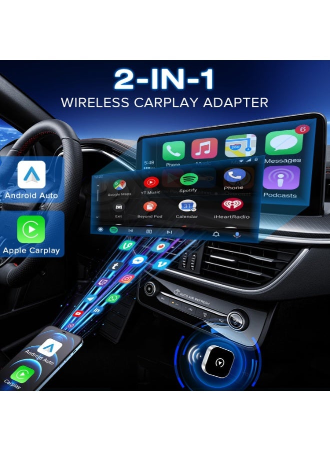 محول CarPlay وAndroid Auto لاسلكي 2 في 1 – إصدار 2025 – يحافظ على تحكم السيارة الأصلي – توصيل مباشر وسهل - Image 2