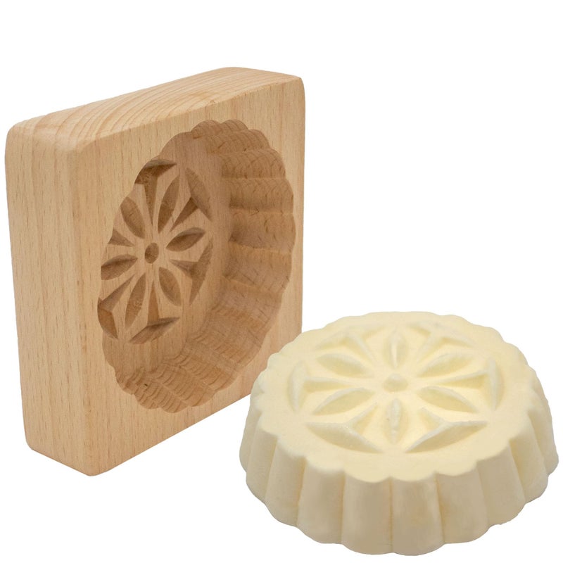 Pol & Art Polart, Flower Butter Mold - Polish Decorative Flower Wooden Molds for Dairy Making Supplies, Homemade Butter Shaper and Wood Kitchen Accessory - Table Decorations at Occasions, Party, & Celebrations - Image 1