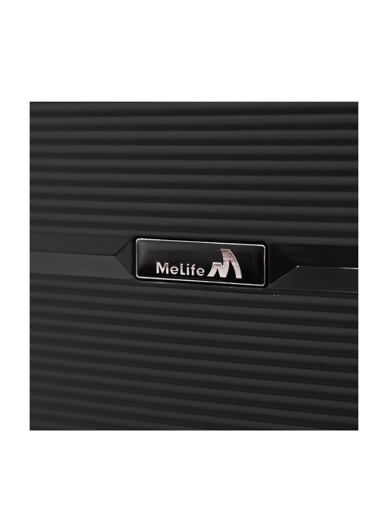 MELIFE - Durable PP Hard Shell Luggage Trolley Bag 3 Pieces Set,Black (S-20,M-24,L-28 Inch) - Image 1