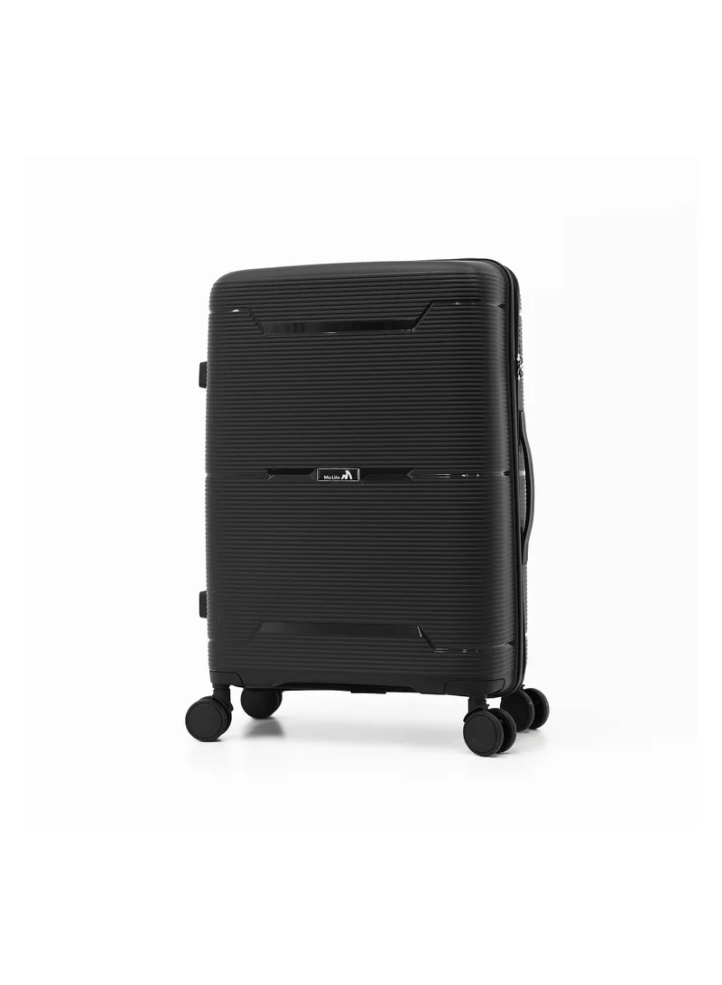 ميلايف Durable PP Hard Shell Luggage Trolley Bag 3 Pieces Set,Black (S-20,M-24,L-28 Inch)