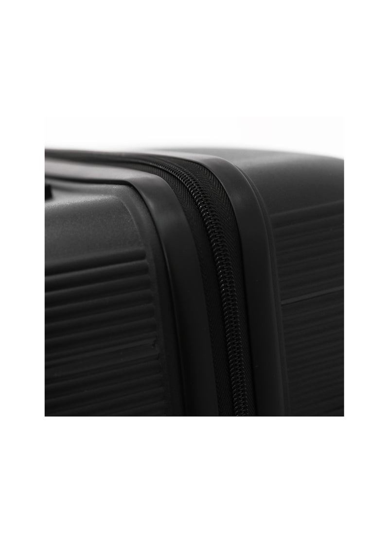 MELIFE - Durable PP Hard Shell Luggage Trolley Bag 3 Pieces Set,Black (S-20,M-24,L-28 Inch) - Image 1
