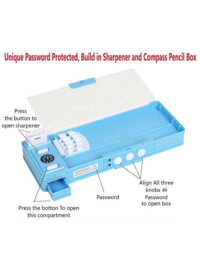 سيلي مي صندوق أقلام رصاص SILLYME بكلمة مرور مع قفل، وصندوق هندسي مع بوصلة ومبراة منبثقة - صندوق مدرسي للأولاد - مزدوج الجوانب (بطل خارق) - Image 2